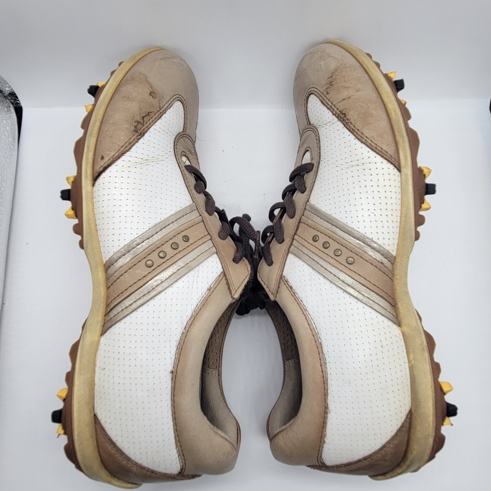 ECCO Women's Hydromax Tan White Golf Shoes Size 41 US 10 Round Toe - Picture 7 of 15